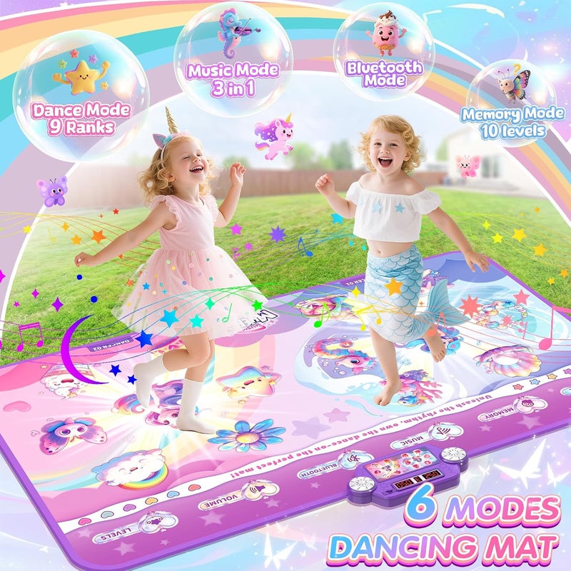 MUZREES Extra Large Mermaid&Unicorn Dance Mat for Kids, Light-up 12-Button Dancing Mat with Wireless Bluetooth, Pink Dance Pad Christmas Birthday Gifts Ideas Toys for Girls Kid Ages 4-8, 8-12 - Image 5
